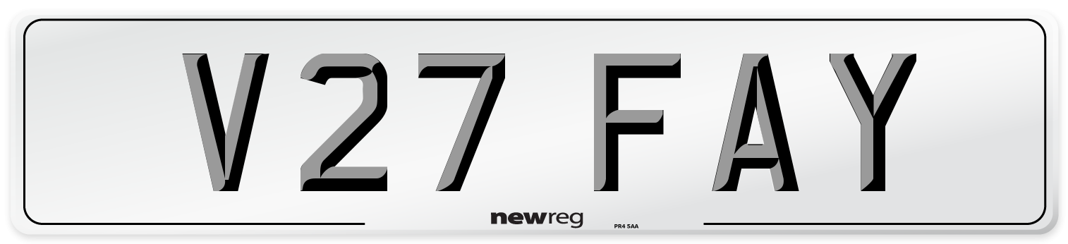 V27 FAY Number Plate from New Reg